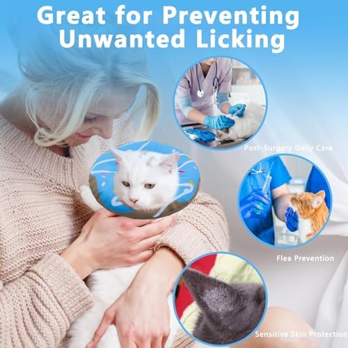 Seyezo Cat Cone Collar Soft, Adjustable Cat Recovery Cone, Waterproof Blue - Image 5