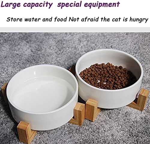Petygooing White Ceramic Cat Dog Bowl Set with Stand,Small Dog Bowls,Pet Food and Water Dish, Anti Slip Set of 2 Cat Bowls Pet Food Bowl- Pet Dish Small Size Pet (13.5OZ/5.1 in) - Image 6