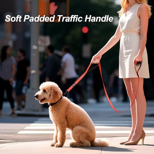 Heavy Duty Double Handle Dog Leash 6 ft Long for Total Control, Padded 2 Handle, Reflective Training Lead for Medium Large Dogs (Orange, 6 FT) - Image 4
