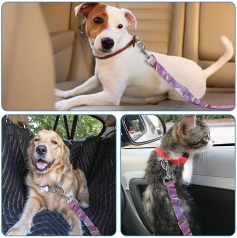 Adjustable pet cat and Dog car seat Belt，The Lanyard is Flexible and Adjustable from 20 to 33 inches(Purple Butterfly) - Image 6