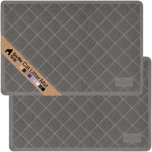 GORILLA GRIP Cat Litter Box Mat, Coiled Mesh Trapping Mats, 24x17 Gray by Unknown