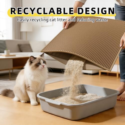 Cat Litter Mat, 30"x24", Waterproof, Easy to Clean (Brown-1Pack) - Image 5