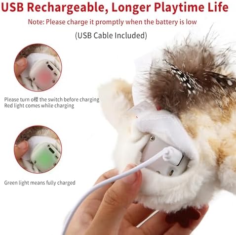 Gigwi Flappy Bird Cat Toy, USB-Charged Squeaky Catnip Toy for Indoor Cats - Image 6