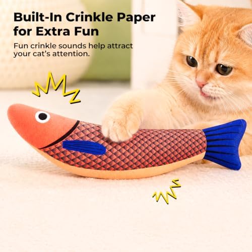 3 Pack Catnip Saury Fish Toys, Cat & Kitten Chew Kicker Interactive Crinkle Toys for Bored Indoor Adult Cats & Kitten, Cat Gifts Teething Toys Soft and Durable for All Breeds - Image 6