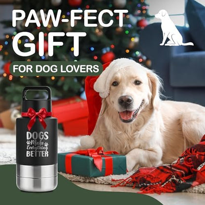 KEWIXY Insulated Dog Travel Water Bottle With Detachable Bowls, Ideal Gifts for Dog Lovers, Portable Water Bottle Dispenser, For Walking, Hiking, Camping, Outdoor (Black:Dogs Better, 32 Oz) - Image 2