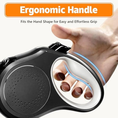 Retractable Dog Leash, 16 FT Strong Nylon Tape for Small and Medium Dogs up to 55 lbs, 360° Tangle-Free Design, One-Hand Brake & Lock with 3 Control Modes, Ergonomic Non-Slip Handle - Image 7