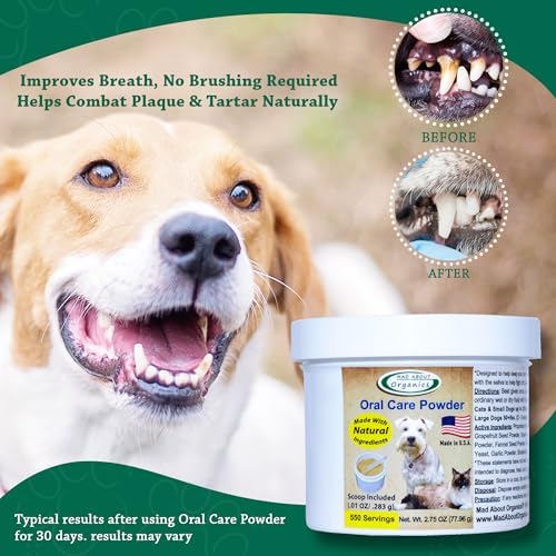 Dog or Cat Oral Care Powder – Tartar and Plaque Remover, Pet Dental Cleaning Powder for Oral Hygiene and Fresh Breath, Teeth Cleaner – 550 Servings, Medium Size - 77.96g - Image 3