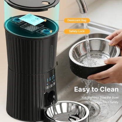 NEWBULIG Automatic Cat Feeder with APP 4L Small Dog Food Dispenser, Black - Image 5