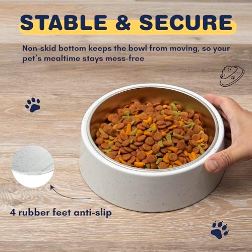 Bzyoo Pet Bowl for Small Dogs & Cats, Stylish Sprinkle Design, Elevated, (White w/Scoop, 4 Cups w/Scoop) - Image 7