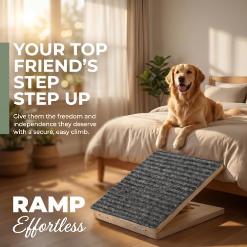2 Pack Dog Ramp for Stairs - Adjustable Foldable Wooden Small Dog Ramp & Dachshund Ramp,Pet Ramp with Non-Slip Mat, Portable Pet Steps for Senior Pets & Puppies, 100lb Capacity - Image 4