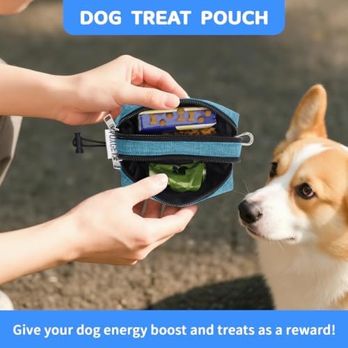 Dog Poop Bag Holder with Treat Pouch, 2 Zipper Pockets & Leash Clip - Image 6