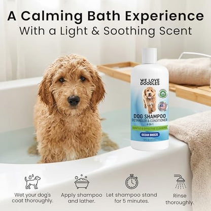 Dog Shampoo, Conditioner & Detangler, Gentle Tearless, Ocean Breeze, 16OZ - Image 3