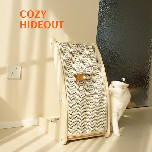 PETKARAY Cat Scratcher, Sisal Cat Scratch Pad, Curved Scratching Board for Indoor Kitty, Floor Mounted Scratcher with Mouse Toy Catnip - Image 7
