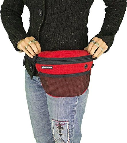 ActiveDogs Dog Handler Bag w/Bungee Leash, Water-Resistant Adjustable Treat Bag + Hands-Free 36"-52" Leash Combo - Purple Fleece