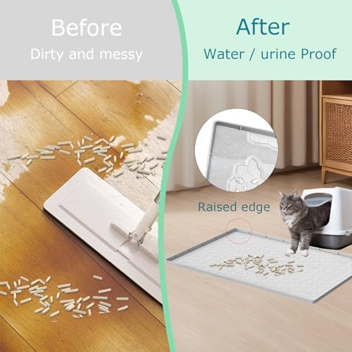 Cat Litter Mat for Litter Box, Silicone Large Cat Litter Trapping Mat - 28x22 in, Waterproof & Non-Slip, Durable & Easy Clean, Light Gray - Image 5