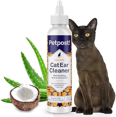 Petpost | Cat Ear Cleaner - Best Ear Remedy for Cats - Natural Coconut Oil Treatment Drops - Alcohol & Medicine Free - 8 oz. by Petpost