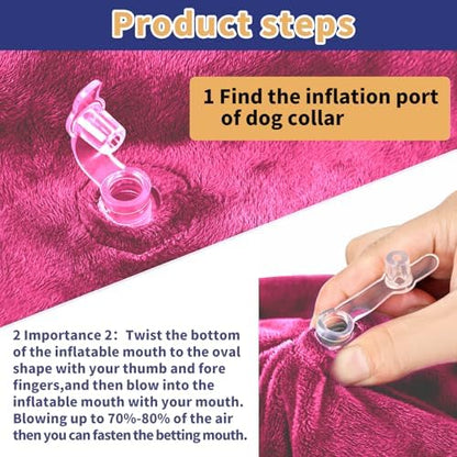 Inflatable Reflective Dog Cone Collar Alternative After Surgery,Doggie Recovery Dount Neck Ecollar,Adjustable Soft Dog Cone Collar for Small Medium Large Dogs (Pink, XL) - Image 5
