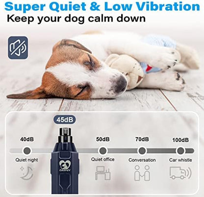 Casfuy 6-Speed Dog Nail Grinder - Newest Enhanced Pet Nail Grinder Super Quiet Rechargeable Electric Dog Nail Trimmer Painless Paws Grooming & Smoothing Tool for Large Medium Small Dogs (Blue) - Image 4
