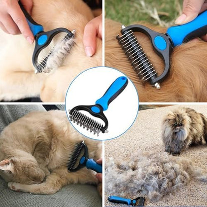 Pet Grooming Brush Cat Dog Undercoat Rake Comb Cats Shedding Brush with Metal Comb for Detangling and Dematting Pets Hair Double-Sided Shedding Comb for Dogs Cats-3PCS - Image 2