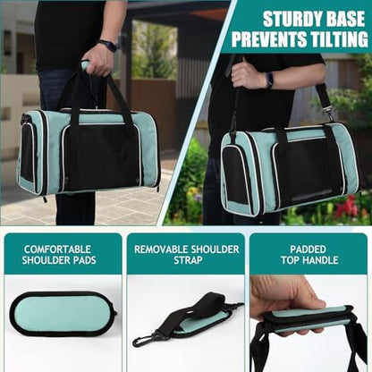 Top tasta Dog Cat Carrier Pet Carriers for Small Medium Large Cats Dogs Carrier Soft Sided Small Puppy Dog Carrier Portable Foldable Airline Approved Dog Cat Travel Carrier Green Large - Image 5