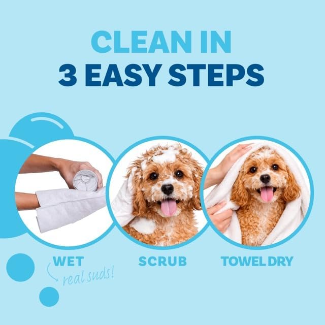 Scrubby Pet No Rinse Pet Wipes | Rinse Free Shampoo Mittens | Dogs & Cats | Bath Wipes - Bathing & Washing Pets, Hypoallergenic | No Rinse Wash Mitt | Grooming, Lather Wipe Dry - Pack of 15 - Image 5