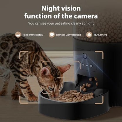 IMIPAW Automatic Cat Feeder with Camera - AI Pet Recognition & Recording, Night Vision, 5G WiFi APP Remote Control, Two-Way Audio & Desiccant Bag, Timed Programmable Food Dispenser for Small Pets - Image 6