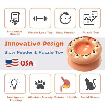 KADTC Cat Puzzle Toy Slow Feeder Bowl for Fast Eater, Kitten Enrichment Toy - Image 3