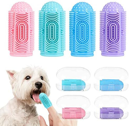 Dog Toothbrush 4 Pack Dog Tooth Brushing Kit Dogs Finger Toothbrush for Teeth Cleaning & Dental Care Cat Toothbrushs Doges Tooth Brush Puppy toothbrushs Pet Toothbrushes Finger Brush by LDIIDII
