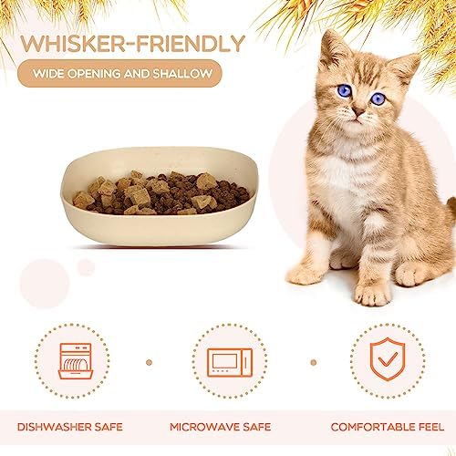 Cat Food Bowl Set, 6 inch Wide Shallow Cat Bowl for Relief Whisker Fatigue,Small Flat Cats Dish, Shallow Pet Feeding Dish or Plate for Kittens and Small Dogs (4Pcs) - Image 5