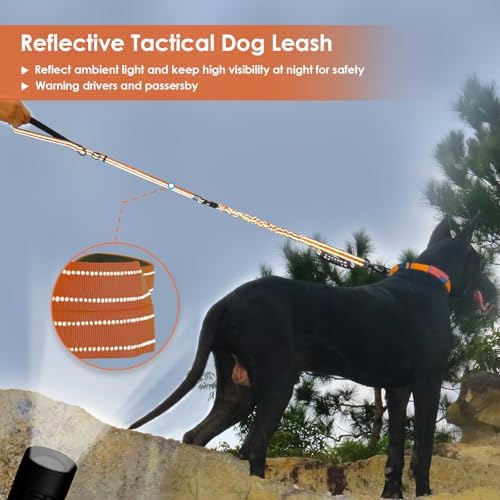 AUBELL Tactical Dog Leash Heavy Duty,4-6ft No Pull Bungee Leash,Orange - Image 2