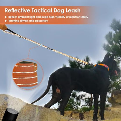 AUBELL Tactical Dog Leash Heavy Duty,4-6ft No Pull Bungee Leash,Orange - Image 2