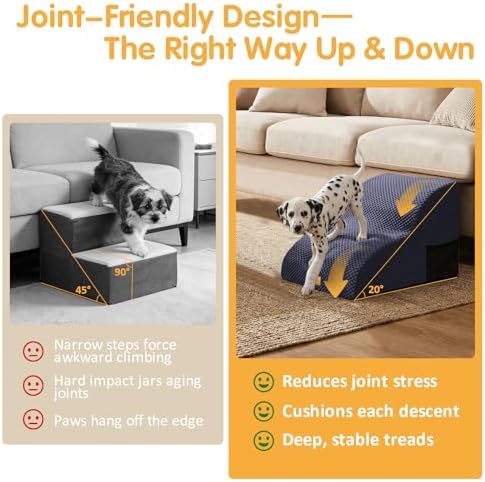 Topmart High Density Extended Foam Dog Ramp&Steps 2 Tiers,11.8" High - Image 2