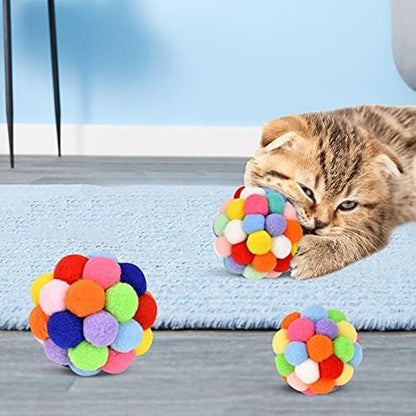 TUSATIY Cat Toy Balls with Bell 3PCS, Colorful Soft Fuzzy Balls Built-in Bell for Cats, Interactive Playing Chewing Toys for Indoor Cats and Kittens - Image 5