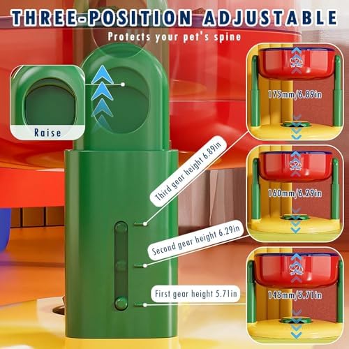 Liftable Pet Bowl, Adjustable Height Non-slip Dog Cat Dish, With Detachable Suction Cup, Feeder for Cervical Spine Protection, Anti-Tip Anti-Spill Food Water Bowls for Medium Large Pets (Red) - Image 2