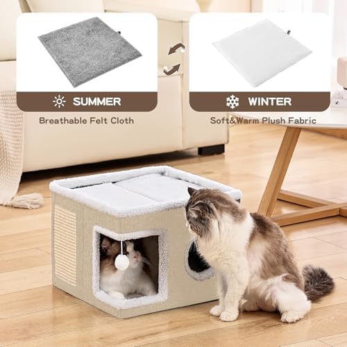 Large Cat Houses for Indoor Cats with Fluffy Ball and Scratch Pad - Image 3