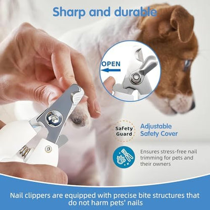 Aglads 3PCS Cat Rabbit Bunny Dog Grooming Kit, Self-Cleaning Slicker Cat & Dog Brush for Shedding, Fine-Needle Comb, Pet Nail Clipper & File for Long/Short-Haired Pets, Easy to Remove Loose (3, blue) - Image 4