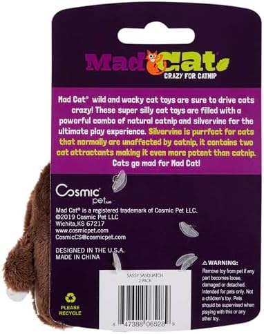 Mad Cat Sasquatch Woodland Catnip and Silvervine Plush Cat Toys, Pack of 2 - Image 5