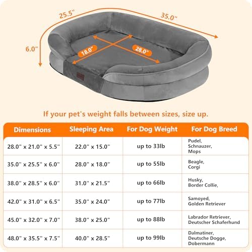 Dwanton Orthopedic Waterproof Medium Dog Bed Sofa, Gel Memory Foam, 36" - Image 4