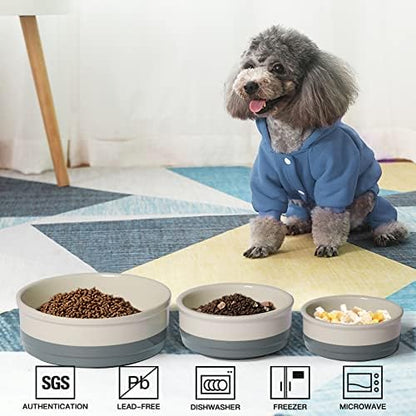 Sweejar Ceramic Dog Bowls, Dog Food Dish for Small Dogs and Cat, Heavy Duty Porcelain Pet Bowl for Canned Food and Water 17 Fl Oz （Gray） - Image 2