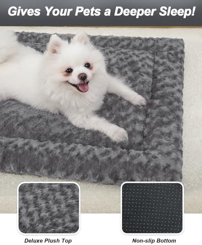 Exsnugy Washable Dog Bed Mat Medium Size Fluffy Pet Crate Pad 36x23 - Image 3