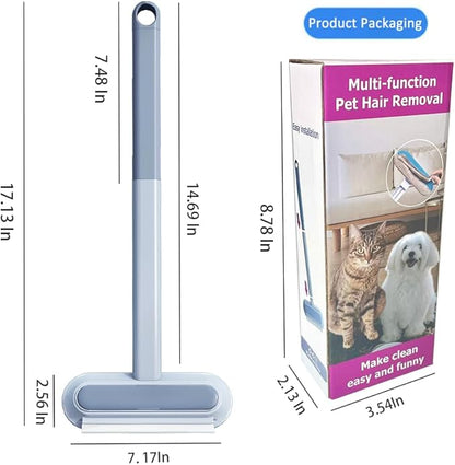 Pet Hair Remover for Furniture, Reusable 17-Inch Multifunctional Cat and Dog Hair Removal Tool, Extra Long Handle, Gentle on Couch, Carpet, Clothes, Bedding, Tile, Car Seats