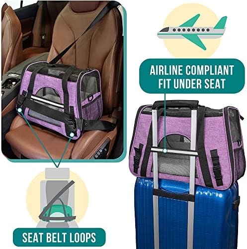 PetAmi Airline Approved Pet Carrier Cats & Small Dogs, Small Heather Purple - Image 6
