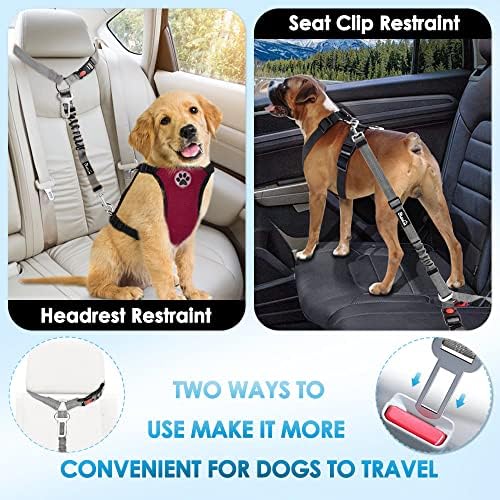 SlowTon Dog Seat Belt for Car, 2 Pack Dog Car Harness Seatbelt with Bungee - Image 2