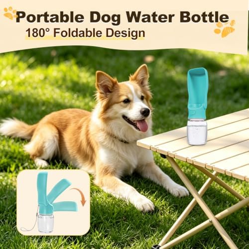 Foldable Dog Water Bottle, 12 oz Leak Proof Portable Dispenser (Green) - Image 5