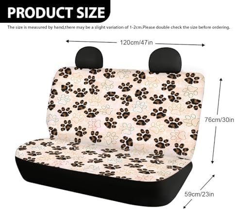 AFPANQZ Dog Paw with Bone Print Car Backseat Covers Dog Seat Cushion for Rear Seat Non-Slip Soft Car Seat Covers for Dogs, Pet, Car Bench Protective Covers Brown - Image 4