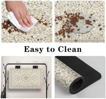 Dog Food Mat for Floors, Absorbent Pet Cat Food Bowl Mat, 2 Pack - Image 4