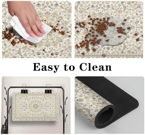 Dog Food Mat for Floors, Absorbent Pet Cat Food Bowl Mat, 12x20 in - Image 4
