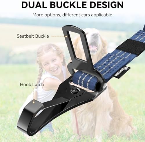 Pawaboo 2Pack Dog Car Seatbelt, 3-in-1 Dog Tether with Buckle & Hook Latch - Image 3