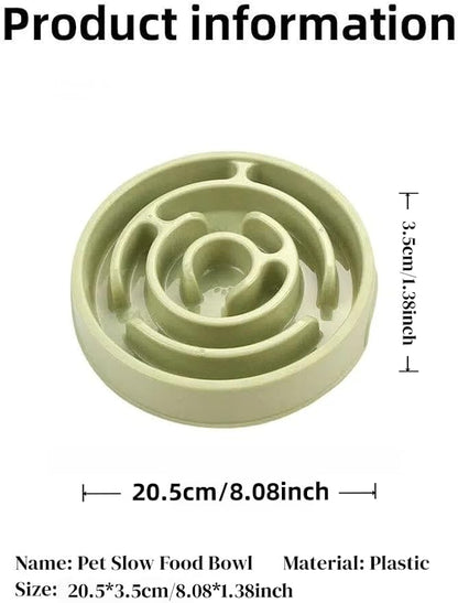 Pet Slow Feeder Bowl - Anti-Choking Maze Design, Universal for Dogs & Cats, Anti-Slip & Anti-Tip (Bowl-Light Green)