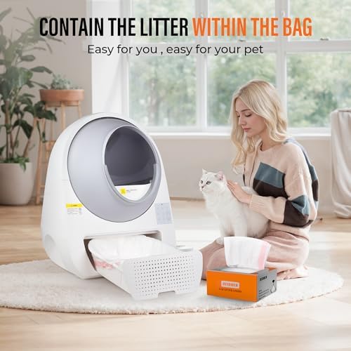 Drawstring Cat Litter Box Liners 100 Pack-Robot Litter Liner Bags for Robot 3 and 4 Cleanpethome/PETKIT PuraX PuraMax Self-cleaning Cat Litter Box Bag Heavy Duty Litter Box Robot Waste Bags - Image 2